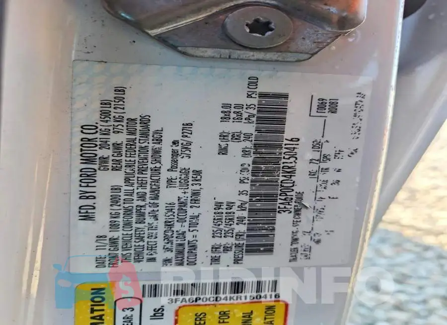 3FA6P0CD4KR150416 Photo# 12
