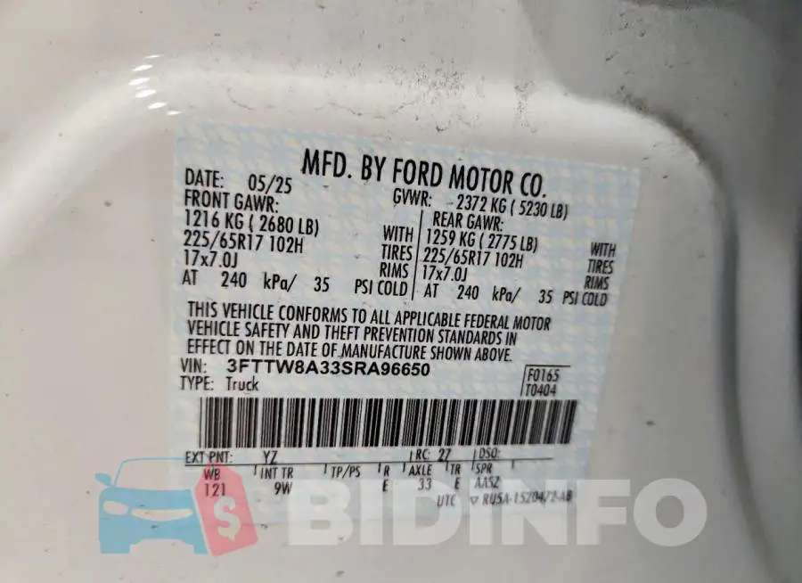 3FTTW8A33SRA96650 Photo# 13