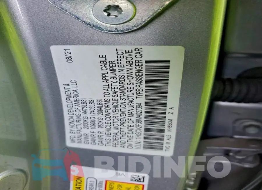 1HGCV2F38MA027394 Photo# 12