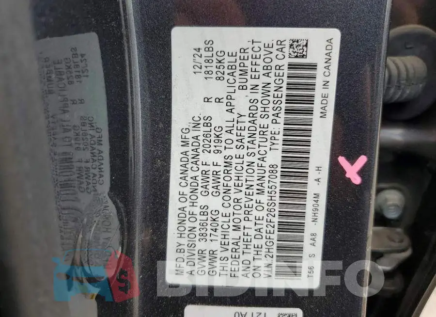 2HGFE2F26SH557088 Photo# 12