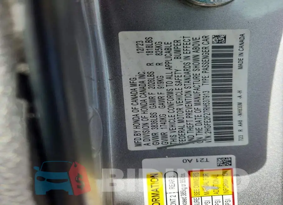 2HGFE2F27RH537913 Photo# 13
