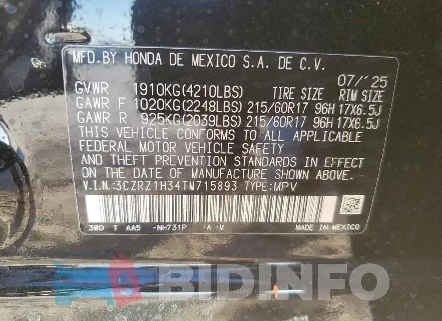 3CZRZ1H34TM715893 Photo# 13
