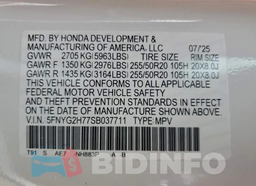 5FNYG2H77SB037711 Photo# 14