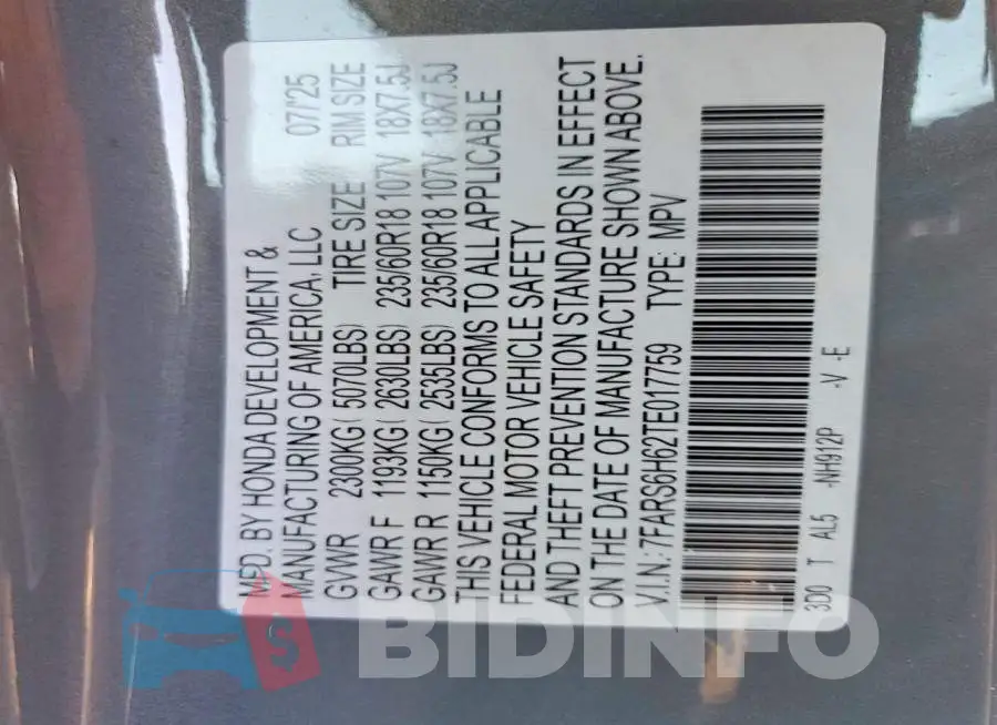 7FARS6H62TE017759 Photo# 13