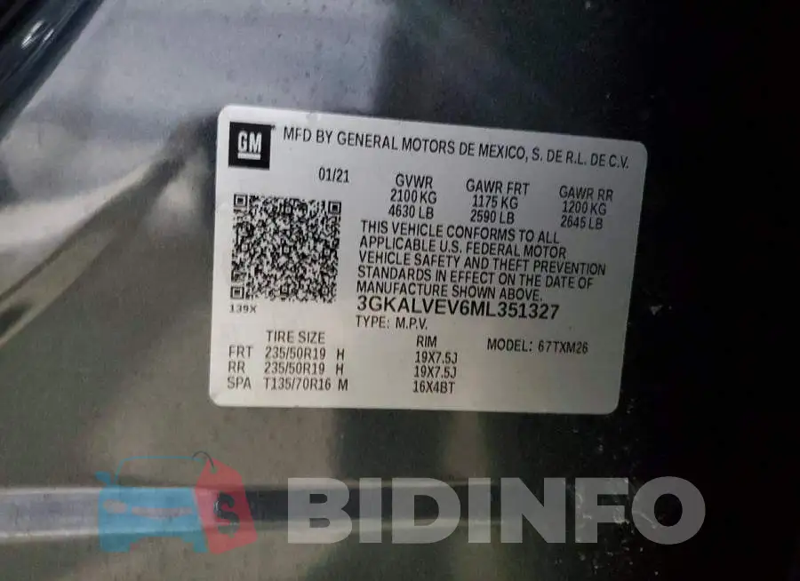 3GKALVEV6ML351327 Photo# 14