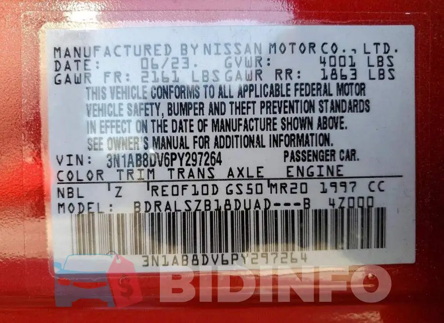 3N1AB8DV6PY297264 Photo# 13