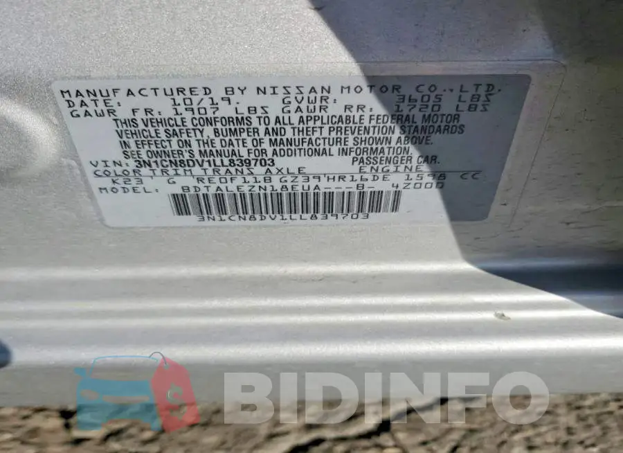 3N1CN8DV1LL839703 Photo# 12