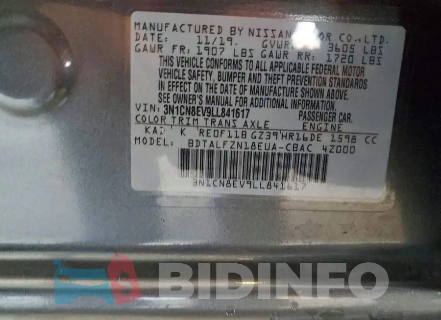 3N1CN8EV9LL841617 Photo# 13