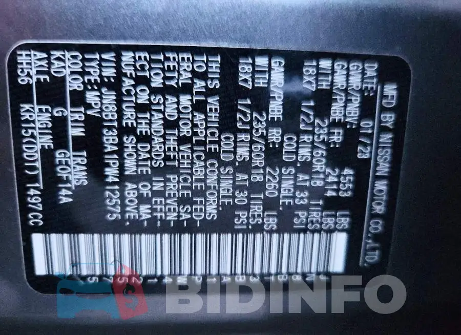 JN8BT3BA1PW412575 Photo# 12
