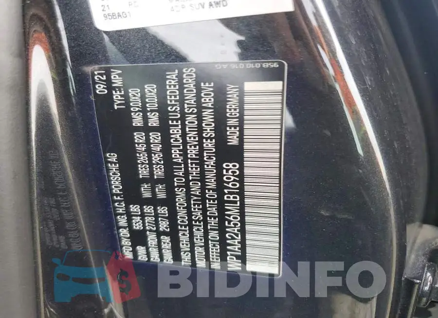 WP1AA2A56MLB16958 Photo# 14