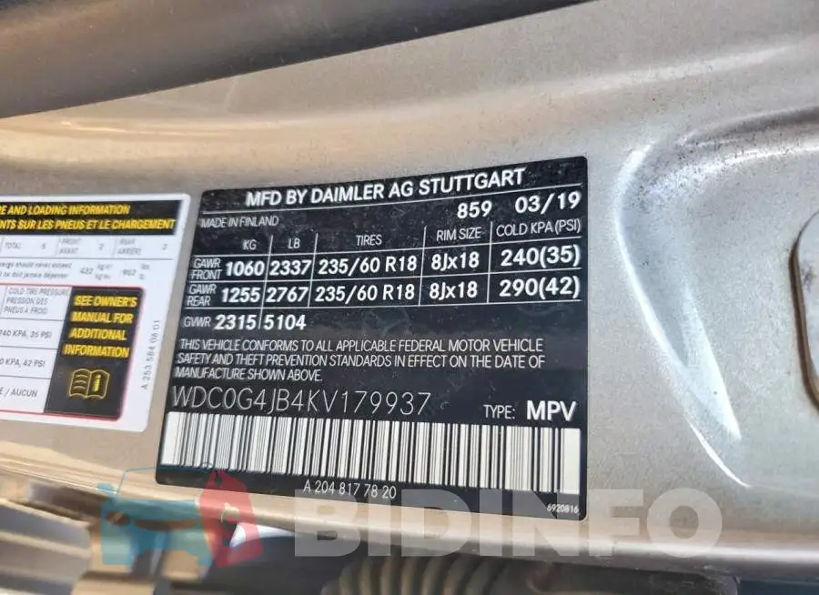 WDC0G4JB4KV179937 Photo# 13