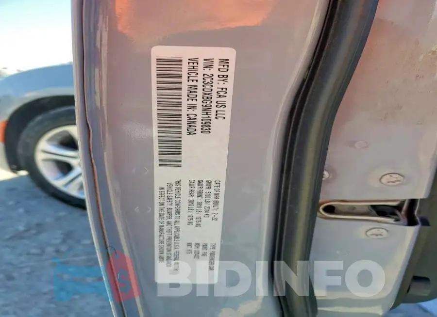 2C3CDXBG9NH109830 Photo# 12
