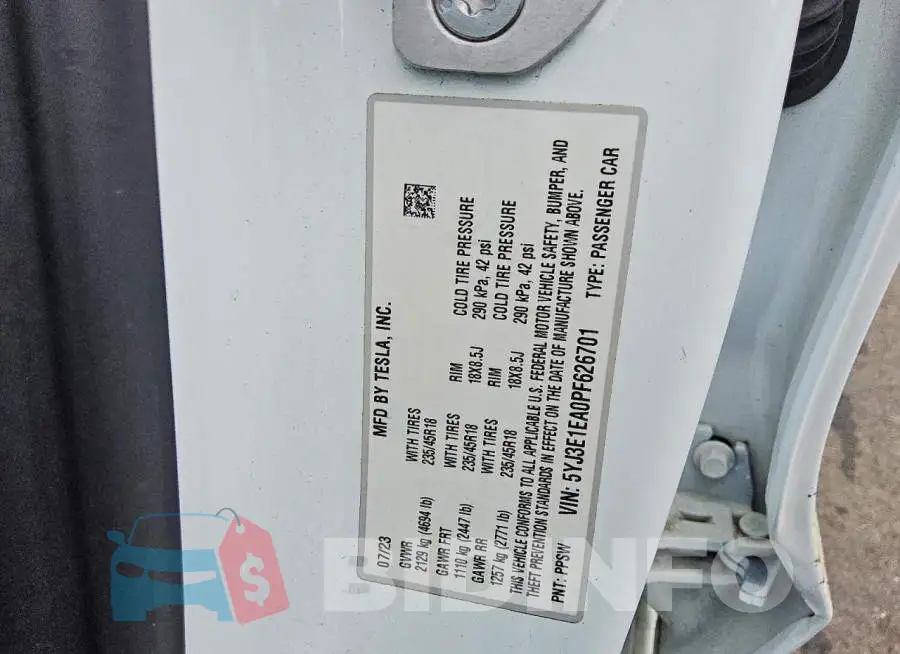 5YJ3E1EA0PF626701 Photo# 12