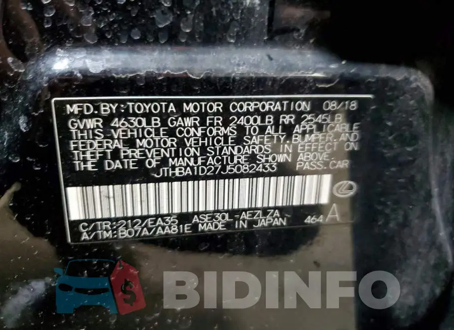 JTHBA1D27J5082433 Photo# 12
