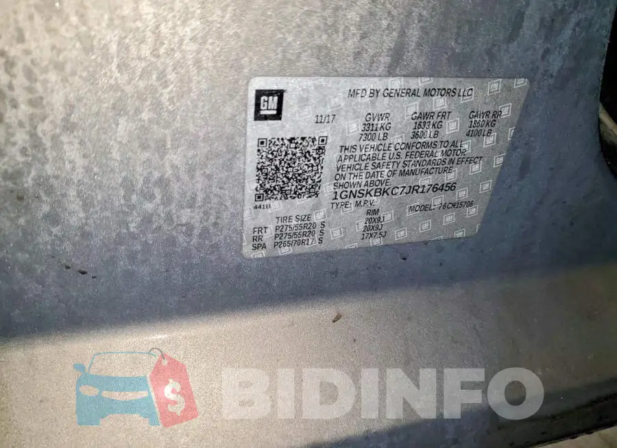 1GNSKBKC7JR176456 Photo# 13