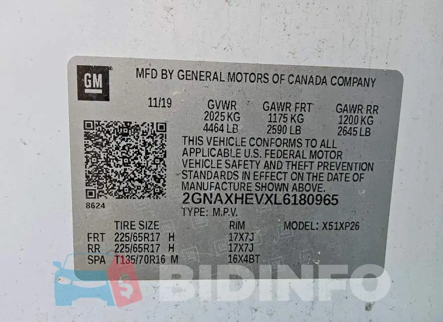 2GNAXHEVXL6180965 Photo# 13