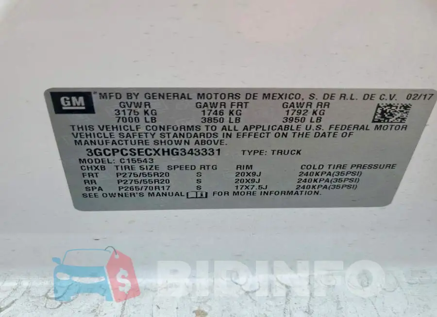 3GCPCSECXHG343331 Photo# 13