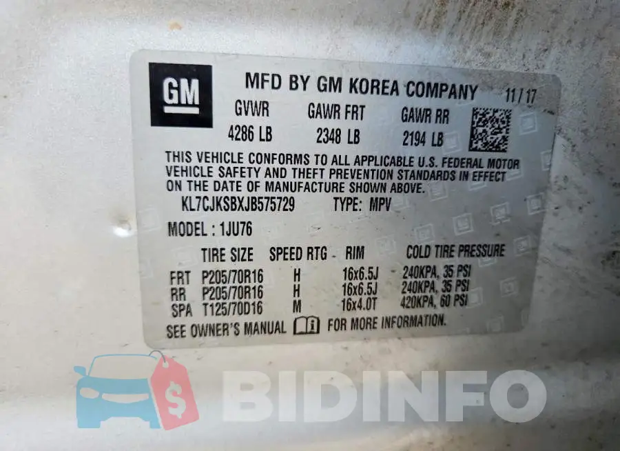 KL7CJKSBXJB575729 Photo# 13