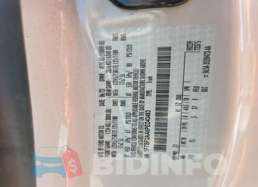1FTBF2AA6PED43483 Photo# 12