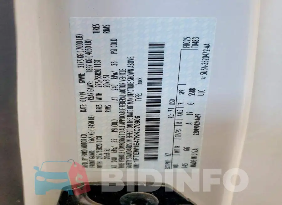 1FTEW1E47KKC70906 Photo# 12