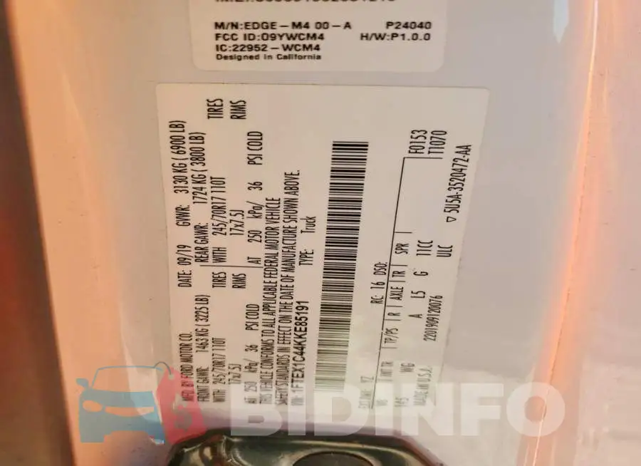 1FTEX1C44KKE85191 Photo# 12