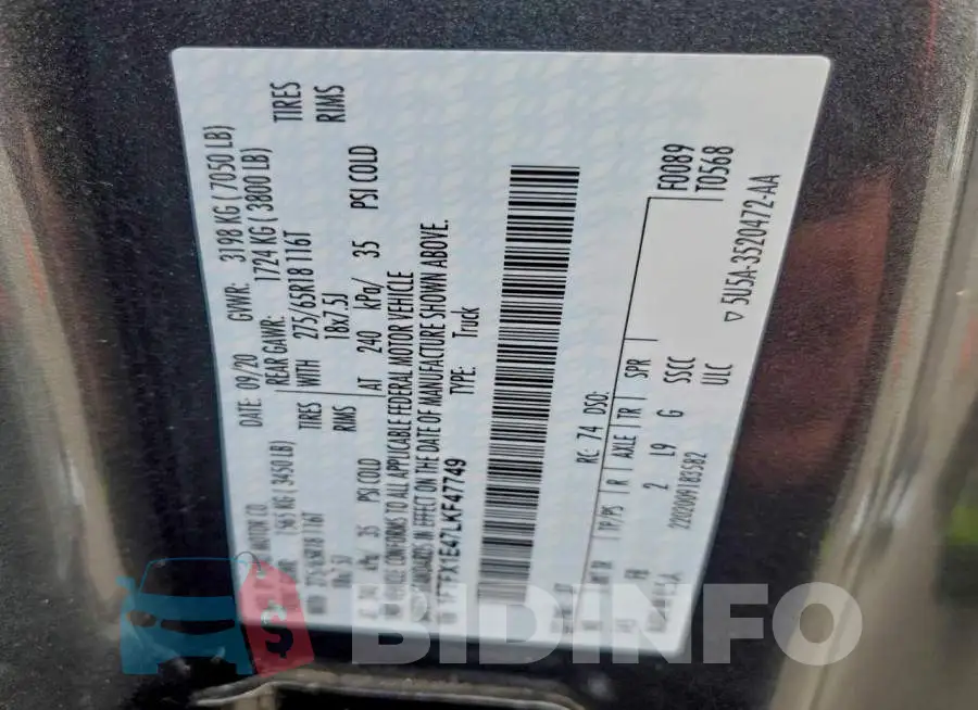 1FTFX1E47LKF47749 Photo# 13