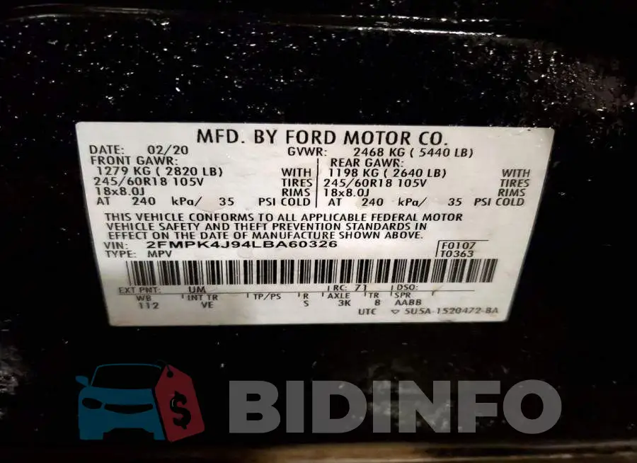2FMPK4J94LBA60326 Photo# 13