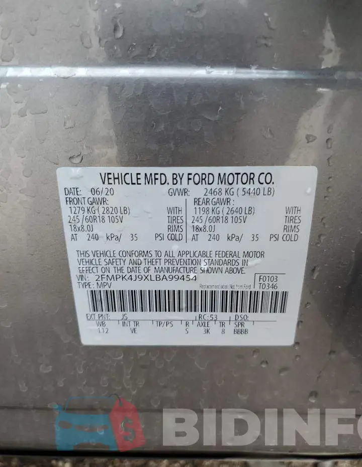 2FMPK4J9XLBA99454 Photo# 13
