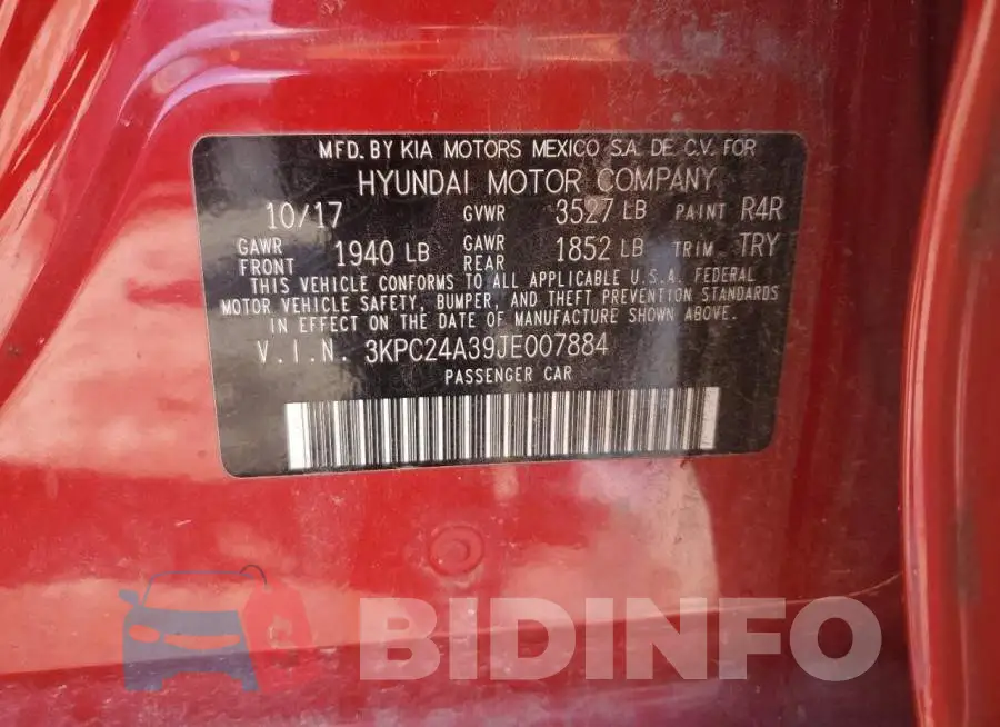 3KPC24A39JE007884 Photo# 12