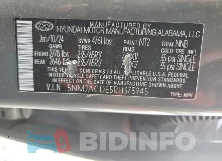 5NMJACDE5RH373945 Photo# 13