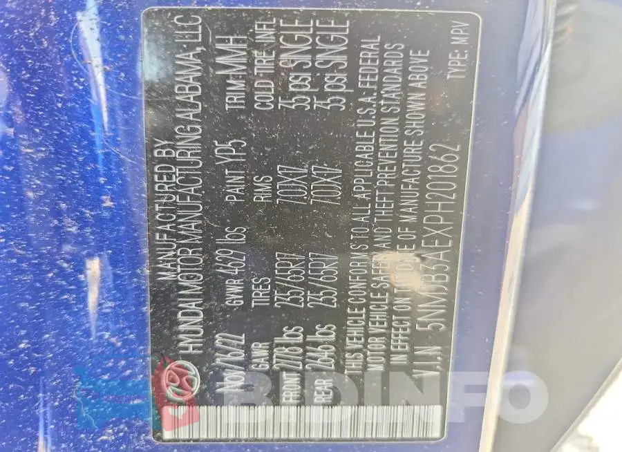 5NMJB3AEXPH201862 Photo# 13