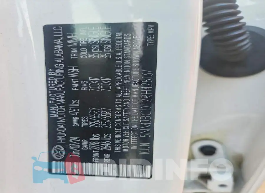 5NMJBCDE2RH428137 Photo# 13