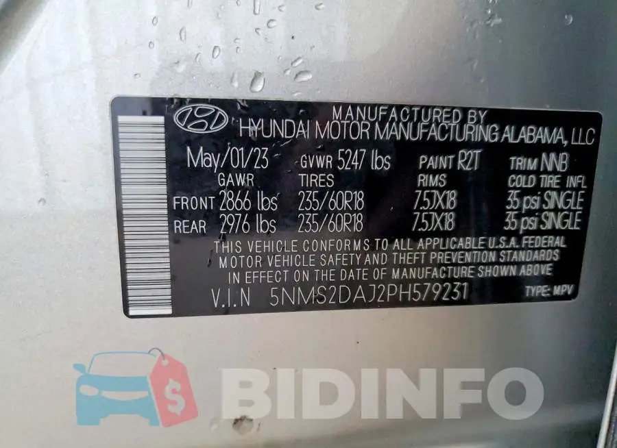 5NMS2DAJ2PH579231 Photo# 13