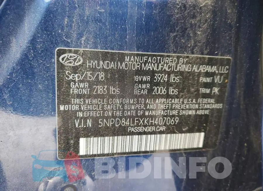 5NPD84LFXKH407069 Photo# 12