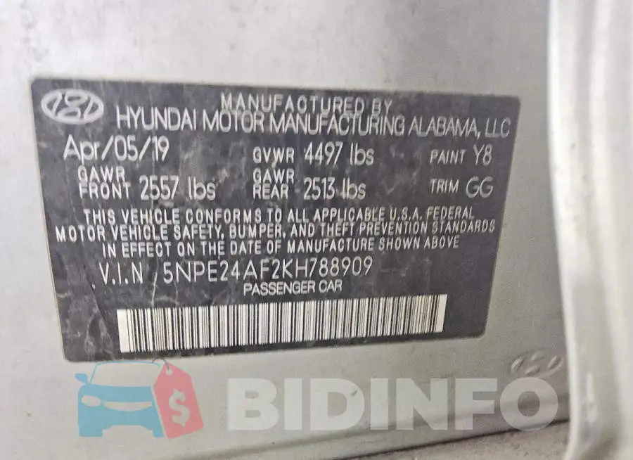 5NPE24AF2KH788909 Photo# 12