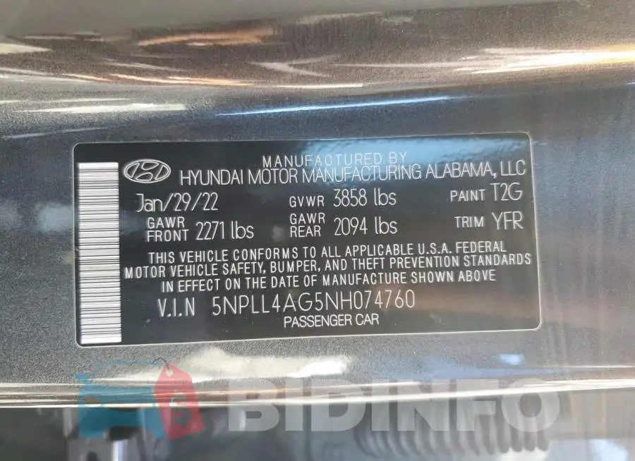 5NPLL4AG5NH074760 Photo# 12