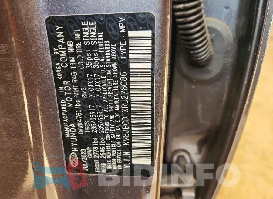 KM8JBCDEXRU278086 Photo# 13