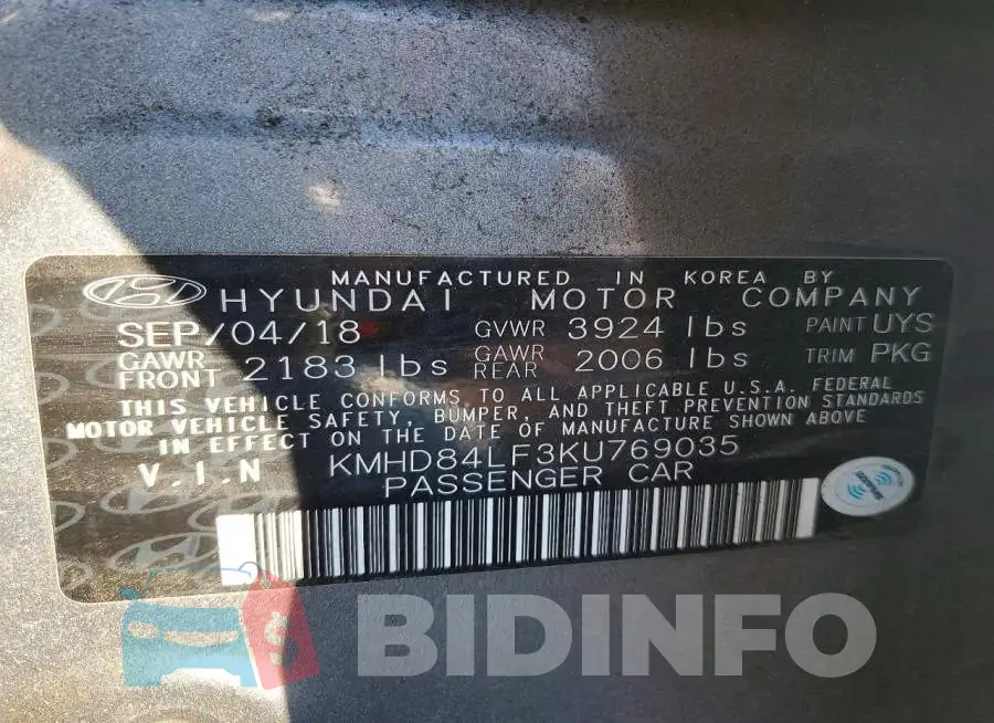 KMHD84LF3KU769035 Photo# 12