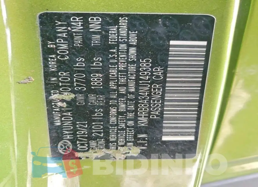 KMHRB8A34NU149385 Photo# 13