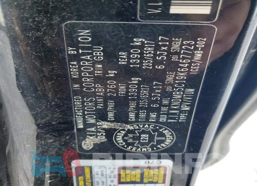 KNDMB5C19K6467723 Photo# 13