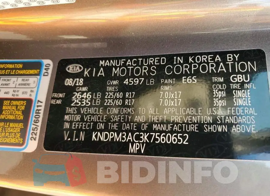 KNDPM3AC3K7560652 Photo# 13