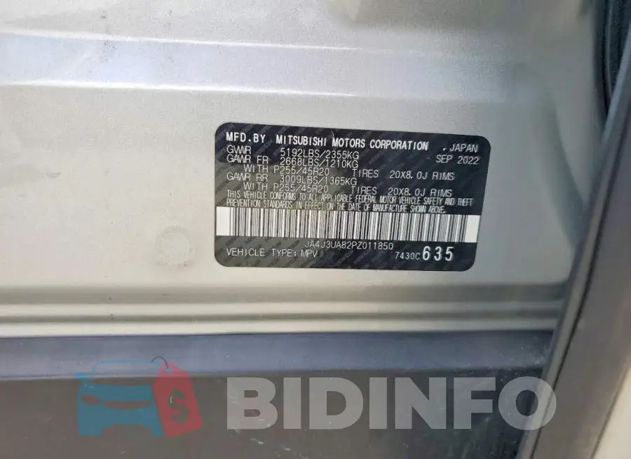 JA4J3UA82PZ011850 Photo# 13
