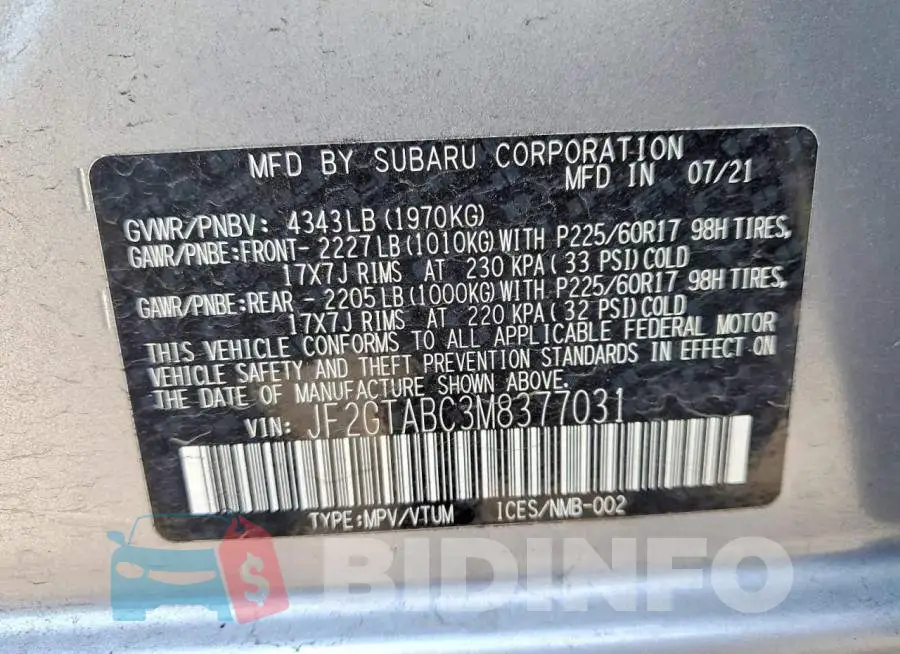 JF2GTABC3M8377031 Photo# 12