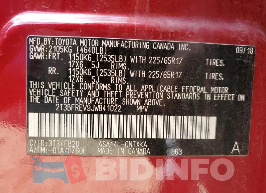 2T3BFREV9JW841022 Photo# 13