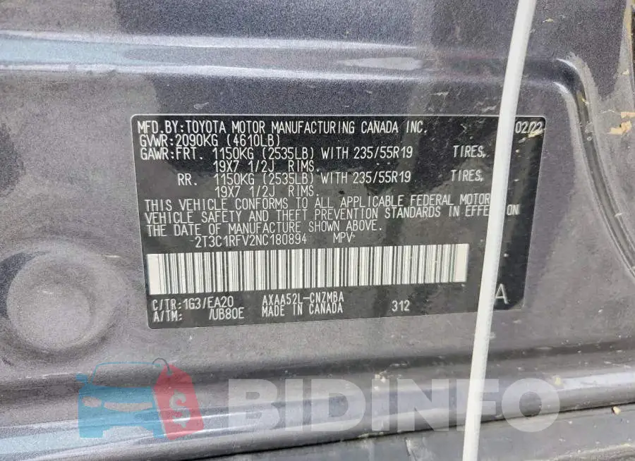 2T3C1RFV2NC180894 Photo# 13