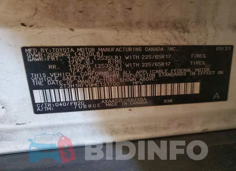 2T3H1RFV9MC131700 Photo# 13