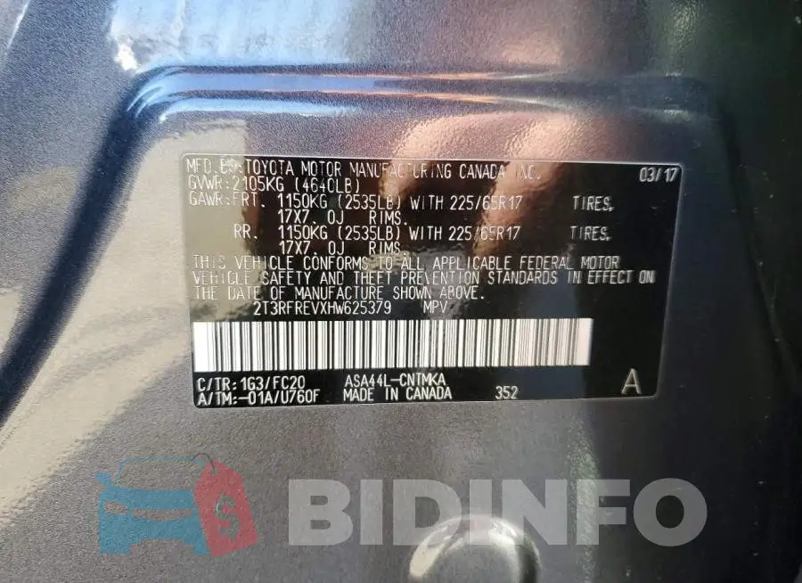 2T3RFREVXHW625379 Photo# 13