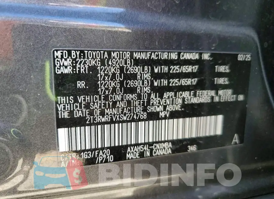 2T3RWRFVXSW274768 Photo# 13