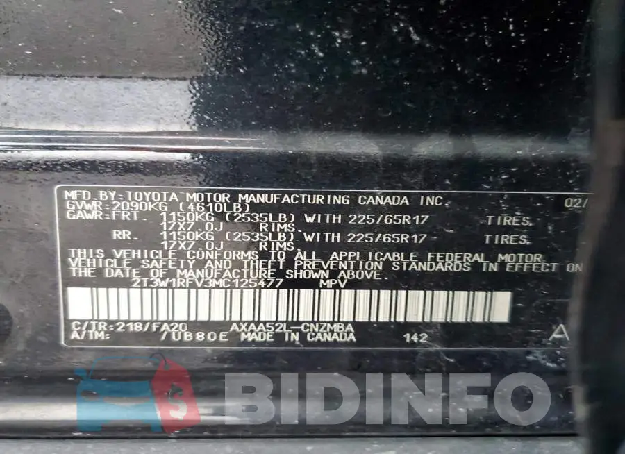 2T3W1RFV3MC125477 Photo# 12