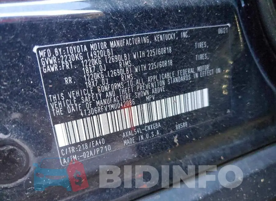 4T3D6RFV1MU042086 Photo# 12